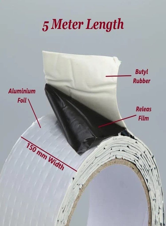 TJIKKO LeakLock Tape - Waterproof Roof Patch, Pipe Leak, Gutter Repair, Window Seal - UV Resistant, All-Weather Aluminium Foil Butyl Rubber Flashing Tape (6" x 5m) - Image 2